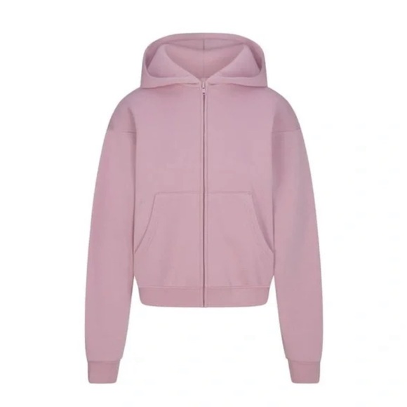 SKIMS Sweaters - SKIMS COTTON FLEECE CLASSIC ZIP UP HOODIE | COLOR: DUSK SIZE: S